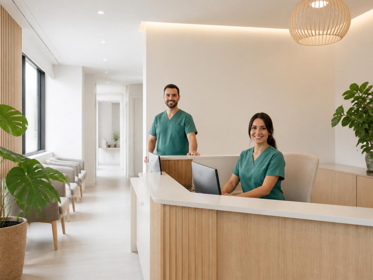 Recepção da clínica parceira Ultracenter com equipe de atendimento